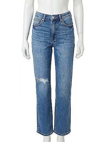 Judy Blue High Rise Control Top 90'S Straight Jeans in Medium Wash (view 1)