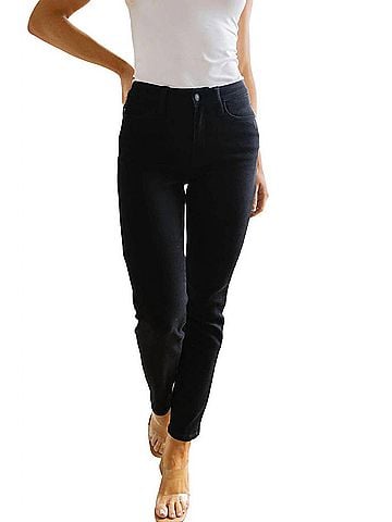 Judy Blue Mid Rise Classic Slim Jeans in Black (view 2)