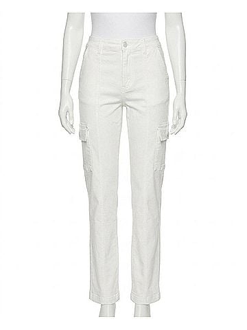 Judy Blue Cargo Straight Leg Jeans in White (view 1)