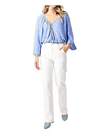 Judy Blue Cargo Straight Leg Jeans in White (view 2)