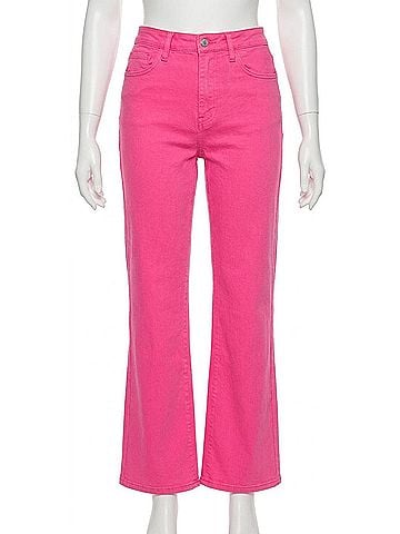 Judy Blue High Rise Garment Dyed 90'S Straight Jeans in Pink (view 1)