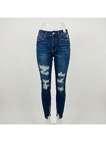 Judy Blue Women's High Waist Skinny Fit Jeans in Dark Blue (view 2)
