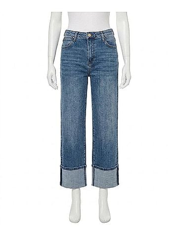 Kut from the Kloth Sienna High Rise Wide Leg Roll Up Jeans in Alert (view 1)