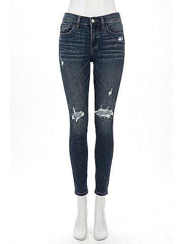 Judy Blue Bootyfull Destroyed Patch Skinny Jean - Plus in Blue (view 1)