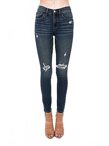 Judy Blue Bootyfull Destroyed Patch Skinny Jean - Plus in Blue (view 2)