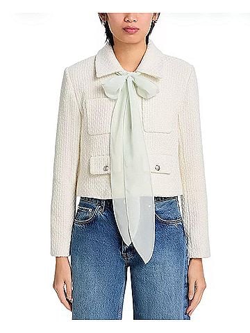 Steve Madden Alise Tweed Blazer in Ivory (view 2)