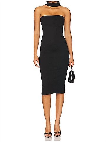 Amanda Uprichard Kimana Midi Dress in Black (view 2)