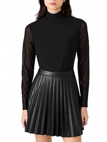 Steve Madden Nevah Sheer Long Sleeve Mini Dress in Black (view 2)