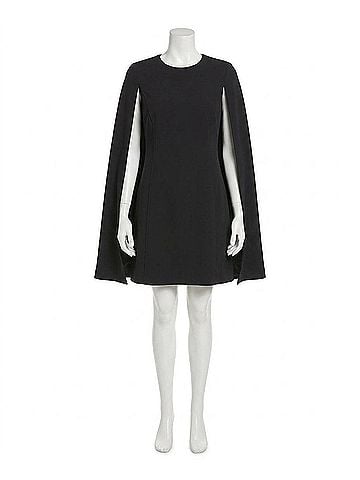 Calvin Klein Sleeveless Cape-Detail Scuba-Crepe Sheath Dress in Black (view 1)