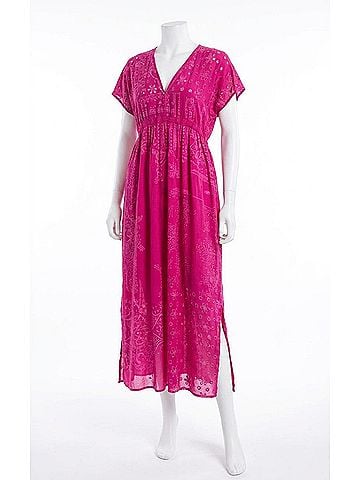 Johnny Was Olympia Patchwork Dress in Rasberry (view 1)