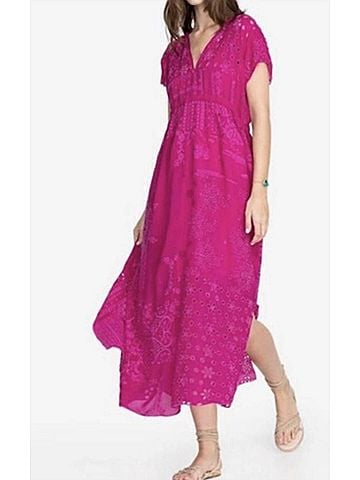 Johnny Was Olympia Patchwork Dress in Rasberry (view 2)