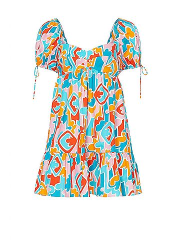 Amanda Uprichard Sicily Babydoll Mini Dress in Miami Print (view 1)