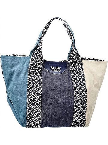 See By Chloé Laetizia Canvas Tote Bag in Royal Navy Blue (view 1)