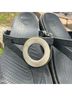 Crocs Black Silver Flip Flops Size 7 - photo 4