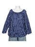 MICHAEL Michael Kors 100% Viscose Stripes Blue Long Sleeve Blouse Size L - photo 1