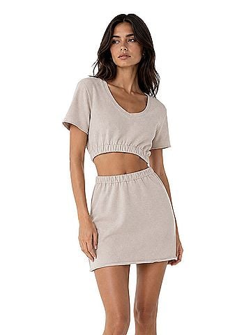 Lovers + Friends Sandstone Midriff Cutout Sweater Dress Casual Dress (view 1)