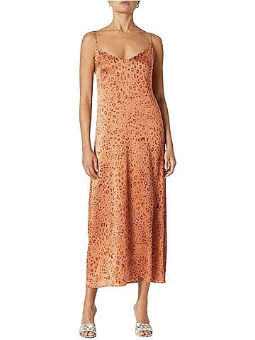 Scanlan Theodore Leopard Print Slip Midi Dress Cocktail Dress (view 1)