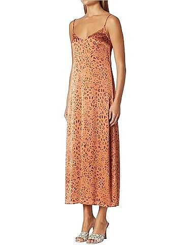 Scanlan Theodore Leopard Print Slip Midi Dress Cocktail Dress (view 2)