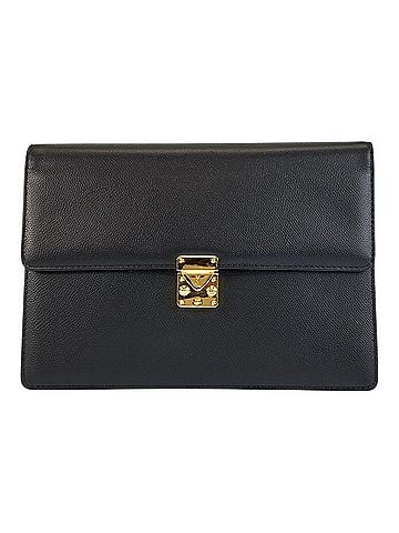 Yves Saint Laurent YVES SAINT LAURENT Vintage YSL Black Leather Clutch Bag with Gold Hardware for Men (view 1)