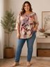 Christopher & Banks 100% Polyester Floral Multi Color 3/4 Sleeve Top Size XL - photo 4