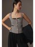 Maeve Houndstooth Black White Green Brown Sleeveless Blouse Size M - photo 4