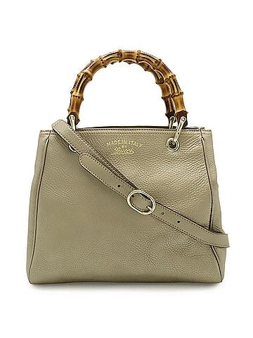 Gucci GUCCI Bamboo Small Shopper Handbag Shoulder Bag Leather Champagne Gold 336032 (view 1)
