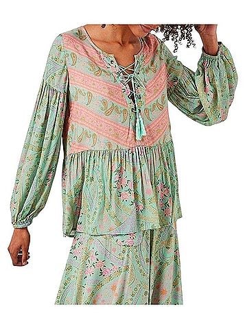 Spell and the Gypsy Collective City Lights Sage Blush Long Sleeve Blouse (view 1)