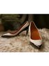 Via Spiga 100% Leather Color Block Black White Heels Size 6 - photo 8