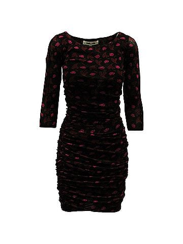 Diane von Furstenberg Diane Von Furstenberg Alfie Ruched Bodycon Dress in Dark Brown Nylon (view 1)
