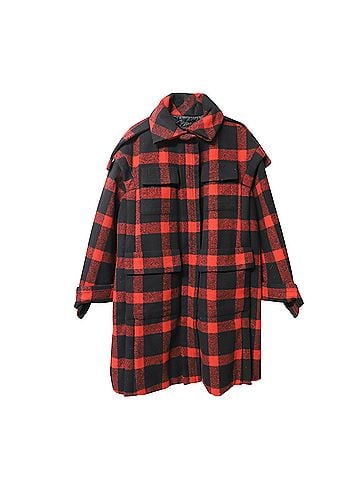 Burberry Burberry Plaid Winter Coat in Red Wool (view 1)