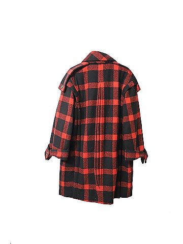 Burberry Burberry Plaid Winter Coat in Red Wool (view 2)