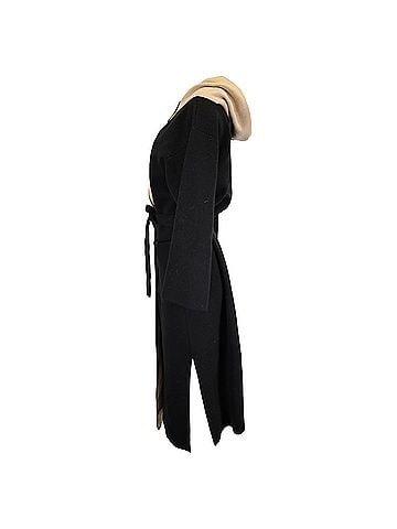 Max Mara Max Mara Pavidi Long Hooded Wrap Coat in Black and Nude Wool (view 2)