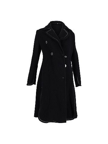 Max Mara  Max Mara Visible Stitch Double -Breasted Coat in Black Wool (view 1)