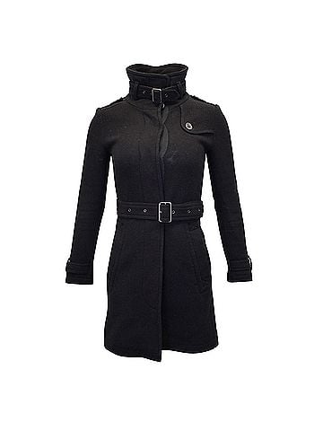 Burberry Burberry Belted Winter Coat in Black Wool (view 1)