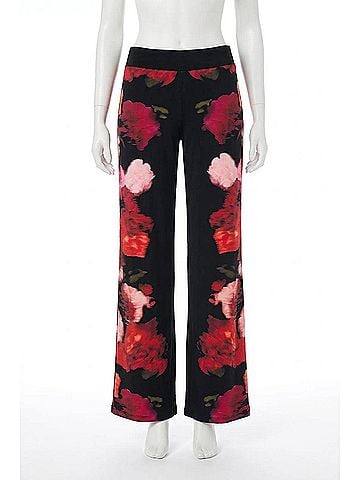 Joseph Ribkoff Floral Print Pull-On Wide Leg Pants in Black/Multi (view 1)