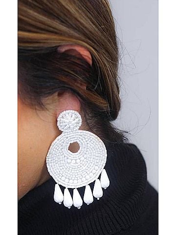 Jess Lea Women's Beaded Drop Earrings in White (view 2)