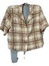 Worthington Plaid Brown Ivory Short Sleeve Button-Down Shirt Size XL - photo 1
