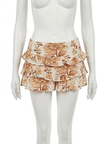 Free People Tiered Shorts in Ivory (view 1)