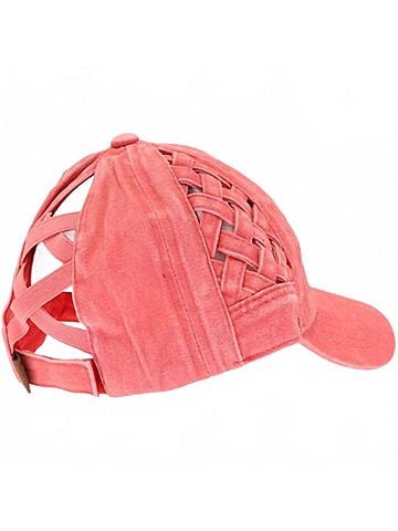 CC Women's Woven Criss Cross Ponytail Baseball Cap (view 1)