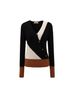 CB Design 100% Cashmere Color Block Black Brown Pullover Sweater Size M - photo 3