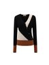CB Design 100% Cashmere Color Block Black Brown Pullover Sweater Size M - photo 1