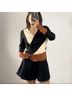 CB Design 100% Cashmere Color Block Black Brown Pullover Sweater Size M - photo 8