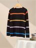 CB Design 100% Wool Stripes Black Cashmere Pullover Sweater Size M - photo 3