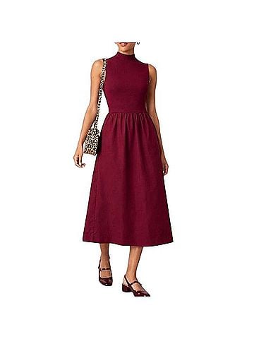 J.Crew Mockneck Mixed-Media Midi Dress Casual Dress (view 1)