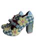 Irregular Choice Floral Checkered-gingham Blue Yellow Pink Heels Size 5 1/2 - photo 4