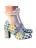 Irregular Choice Floral Checkered-gingham Blue Yellow Pink Heels Size 5 1/2 - photo 1