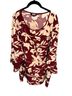 BLOOMCHIC Floral Burgundy Ivory Long Sleeve Blouse Size 30 - photo 1