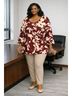 BLOOMCHIC Floral Burgundy Ivory Long Sleeve Blouse Size 30 - photo 4