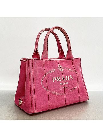 Prada Prada Canapa Canvas Tote Bag, Pink, Women's (view 2)