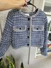 Christian Lacroix 79% Polyester 14% Acrylic 7% Nylon 4% Other 100% Polyester Tweed Blue White Jacket Size L - photo 3